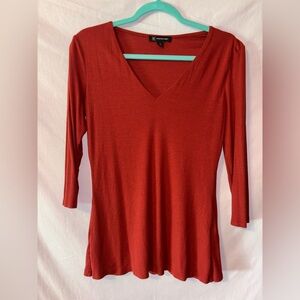 INC International Concepts Red V-Neck Blouse